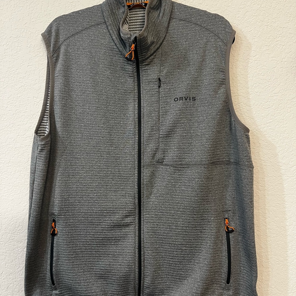 Orvis Men's Charcoal Vest with Orange Accents